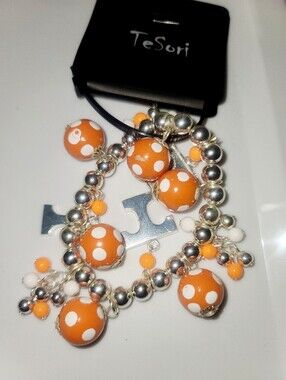 Tesori Orange and White Polka Dot Charm Bracelet